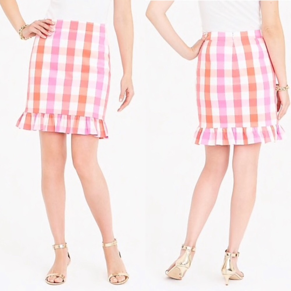 NWT JCrew gingham ruffle skirt